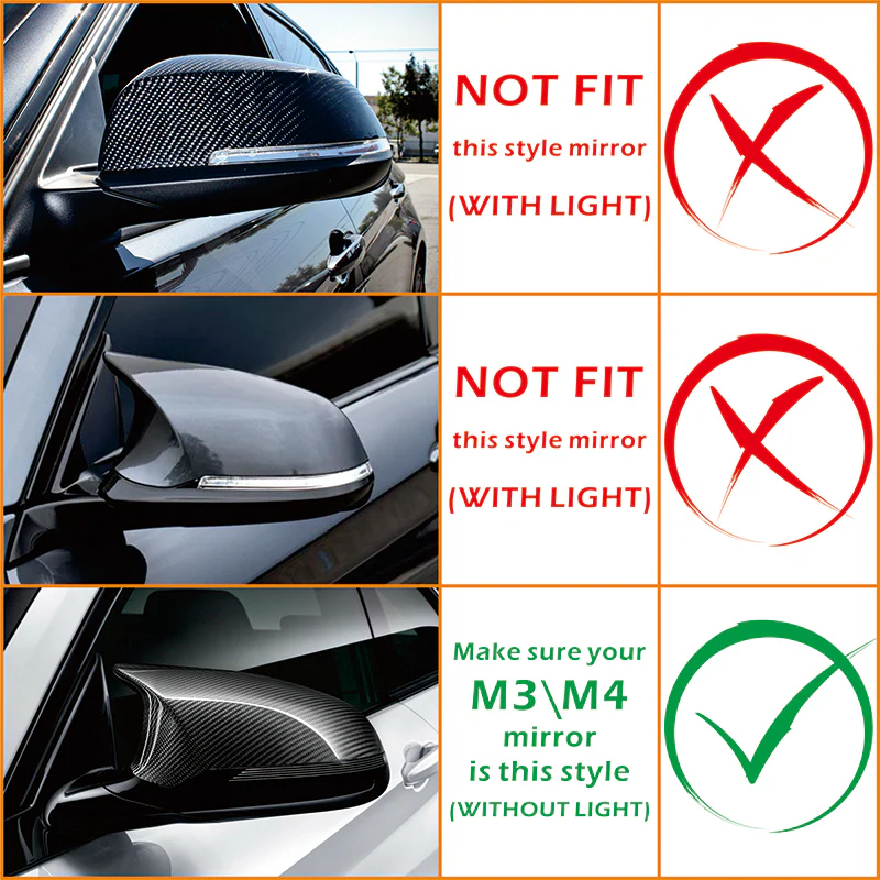 Side View Mirror Covers Cap For 2015-2020 BMW M3 M4 F80 F82 -Real Carbon Fiber - Image 5