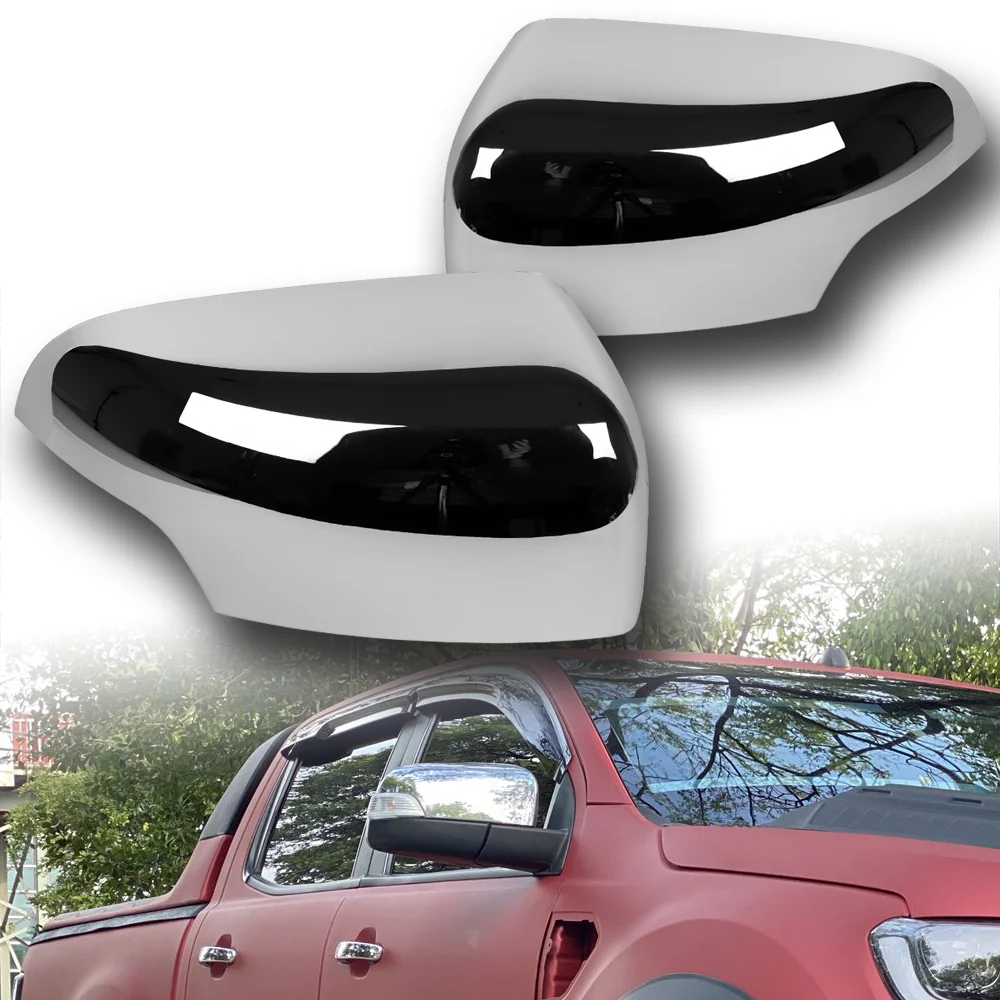 Side View Mirror Covers Cap For 2019 - 2023 Ford Ranger -Chrome ABS W/ Turn Signal Hole - Image 5