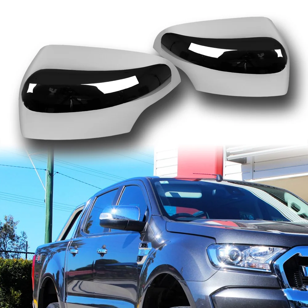Side View Mirror Covers Cap For 2019 - 2023 Ford Ranger -Chrome ABS W/ Turn Signal Hole - Image 6