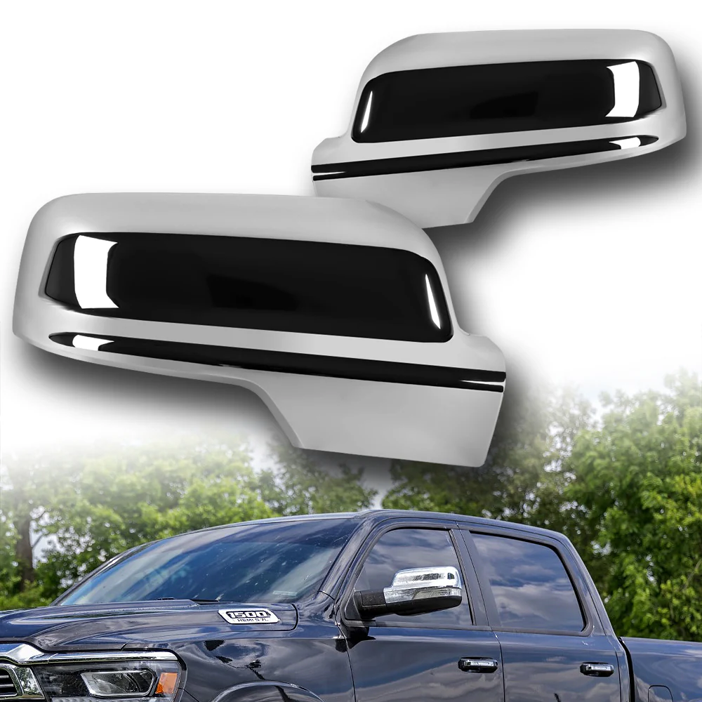 Side View Mirror Covers Cap For 2019 - 2026 Dodge Ram 1500 -Chrome ABS W/ Turn Signal Hole - Image 5