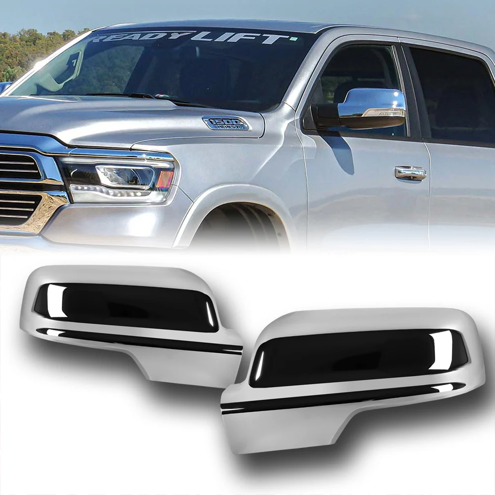 Side View Mirror Covers Cap For 2019 - 2026 Dodge Ram 1500 -Chrome ABS W/ Turn Signal Hole - Image 6