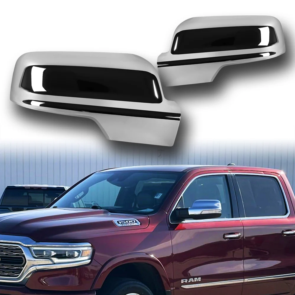 Side View Mirror Covers Cap For 2019 - 2026 Dodge Ram 1500 -Chrome ABS W/ Turn Signal Hole - Image 7