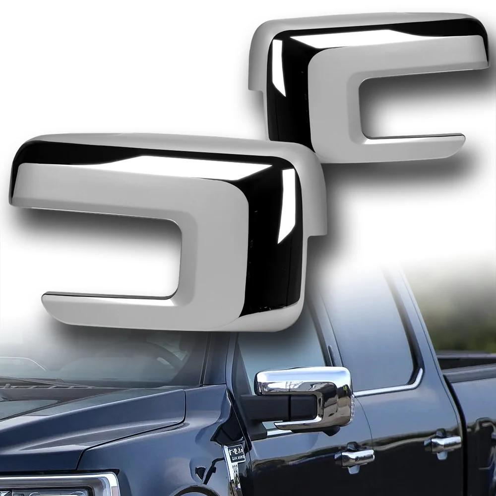 Side View Mirror Covers Overlays Cap For 2021 - 2023 Ford F-150 F150 -Chrome ABS W/ Turn Signal Hole - Image 5