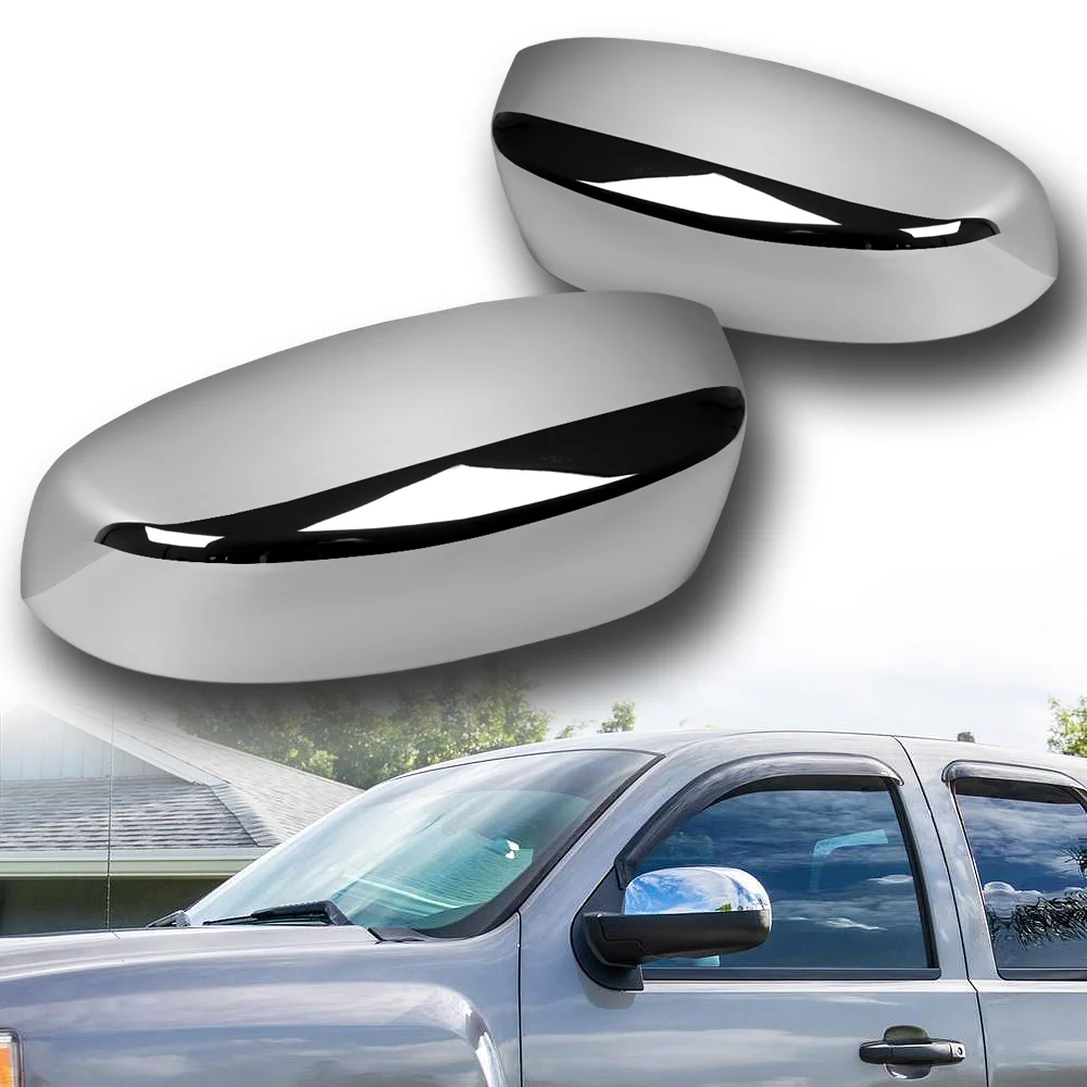 Side View Top Half Mirror Covers Cap For 2007 - 2013 Chevrolet Silverado Tahoe / GMC Sierra -Chrome ABS - Image 5