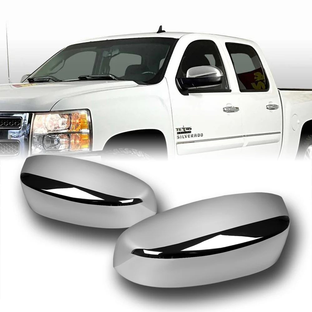 Side View Top Half Mirror Covers Cap For 2007 - 2013 Chevrolet Silverado Tahoe / GMC Sierra -Chrome ABS - Image 6
