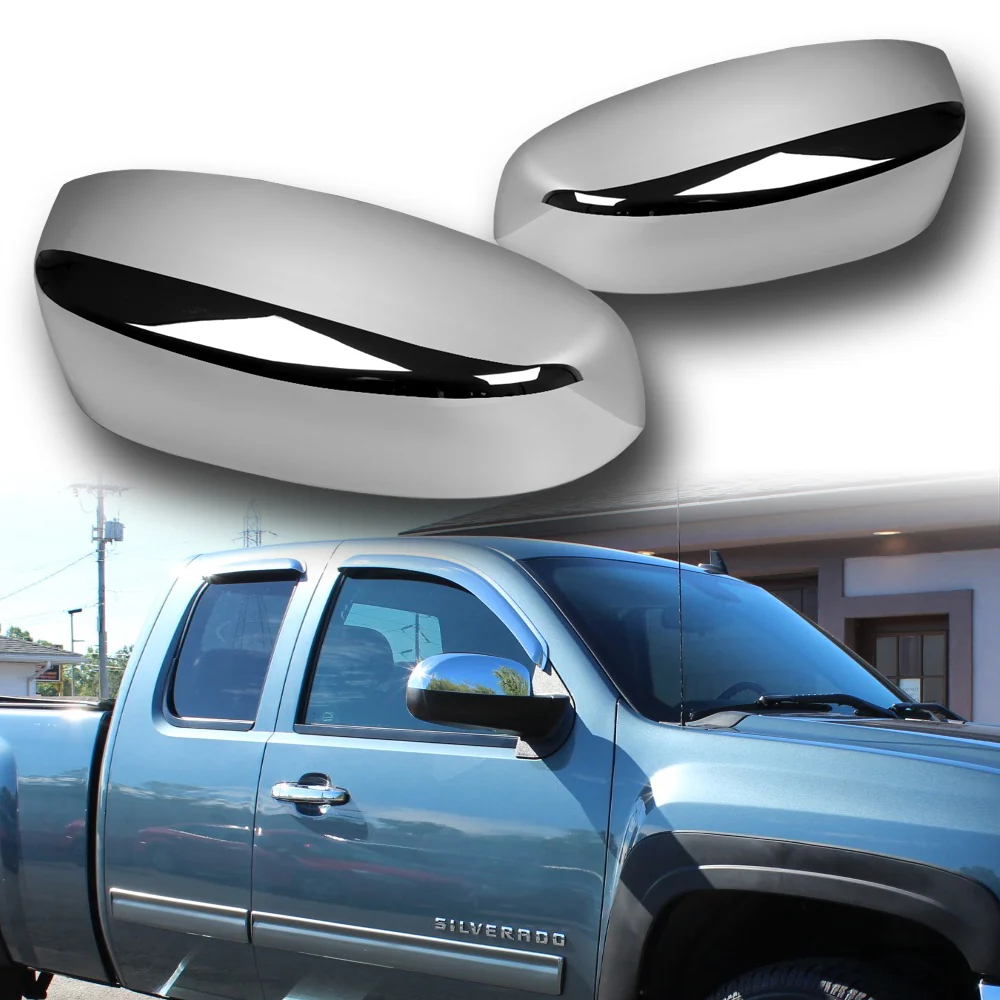 Side View Top Half Mirror Covers Cap For 2007 - 2013 Chevrolet Silverado Tahoe / GMC Sierra -Chrome ABS - Image 7