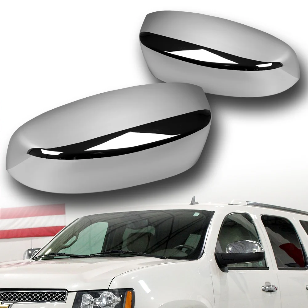 Side View Top Half Mirror Covers Cap For 2007 - 2013 Chevrolet Silverado Suburban Tahoe Avalanche / GMC Yukon Sierra -Chrome ABS - Image 5