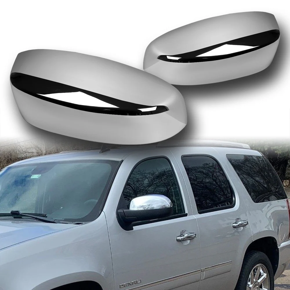 Side View Top Half Mirror Covers Cap For 2007 - 2013 Chevrolet Silverado Suburban Tahoe Avalanche / GMC Yukon Sierra -Chrome ABS - Image 6