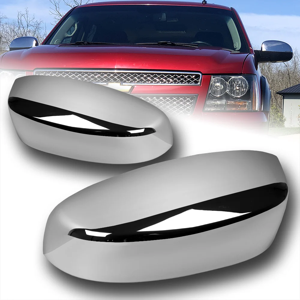 Side View Top Half Mirror Covers Cap For 2007 - 2013 Chevrolet Silverado Suburban Tahoe Avalanche / GMC Yukon Sierra -Chrome ABS - Image 7
