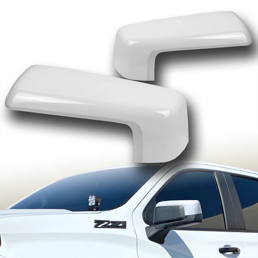 For 2019 - 2024 Chevrolet Silverado / GMC Sierra Side View Top Half Mirror Covers Cap -White ABS - Image 5