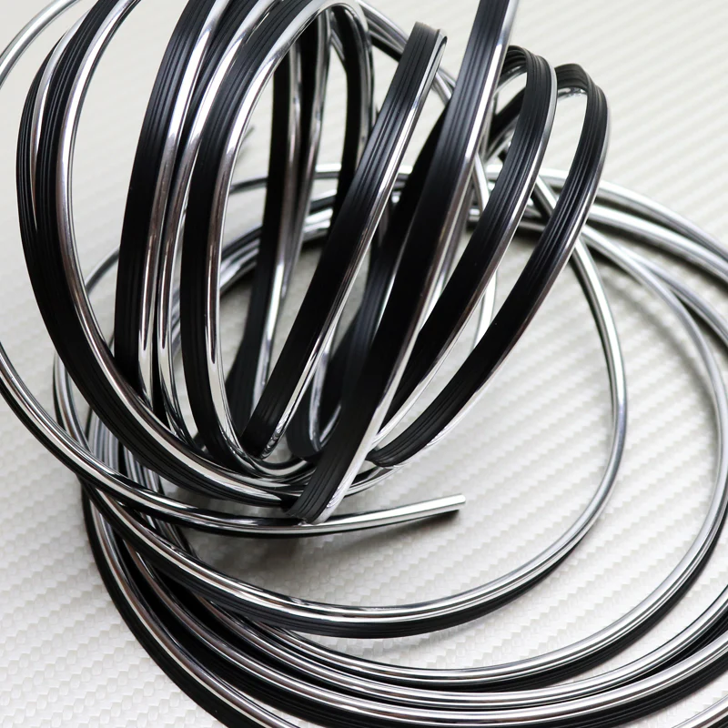 Silver 32.8 ft Interior Edge Gap Line Moulding Trim Molding Strip & Black Rim Protector Set Auto Car Décor - Image 3