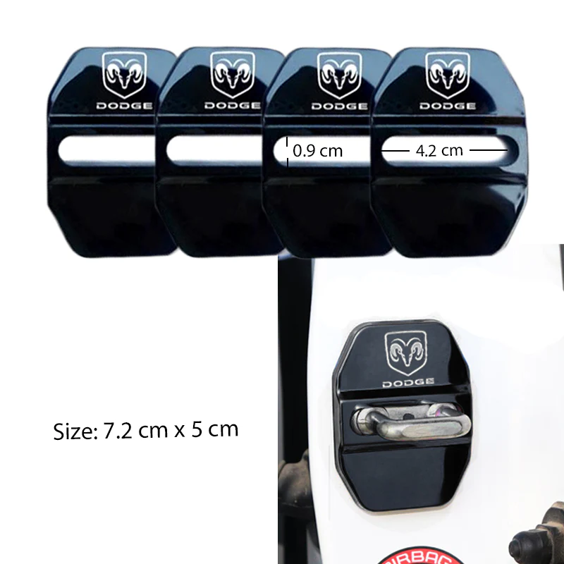 Silver DODGE Stainless Steel Door Lock Door Striker Buckle Lock Protective Cover Set - 4 pcs - Image 4