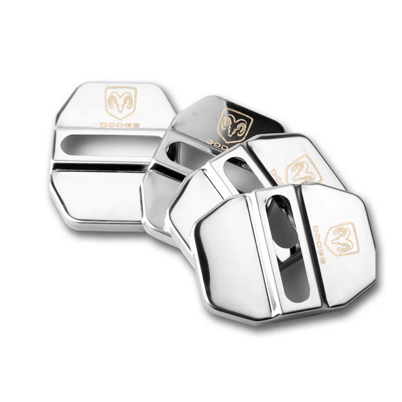 Silver DODGE Stainless Steel Door Lock Door Striker Buckle Lock Protective Cover Set - 4 pcs - Image 5