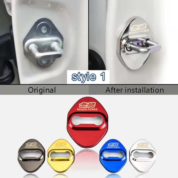 Silver Mugen Stainless Steel Door Lock Door Striker Buckle Lock Protective Cover Set - 4 pcs - Image 6