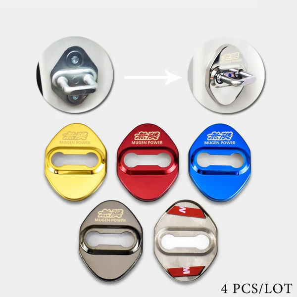 Silver Mugen Stainless Steel Door Lock Door Striker Buckle Lock Protective Cover Set - 4 pcs - Image 7