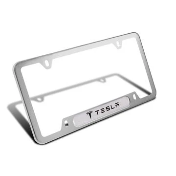 Silver Stainless Steel License Plate Frame NEW for Tesla 2PCS New - Image 2