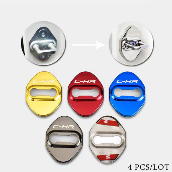 Silver Toyota C-HR 2016-2019 Stainless Steel Door Lock Door Striker Protective Cover Set - 4 pcs - Image 2