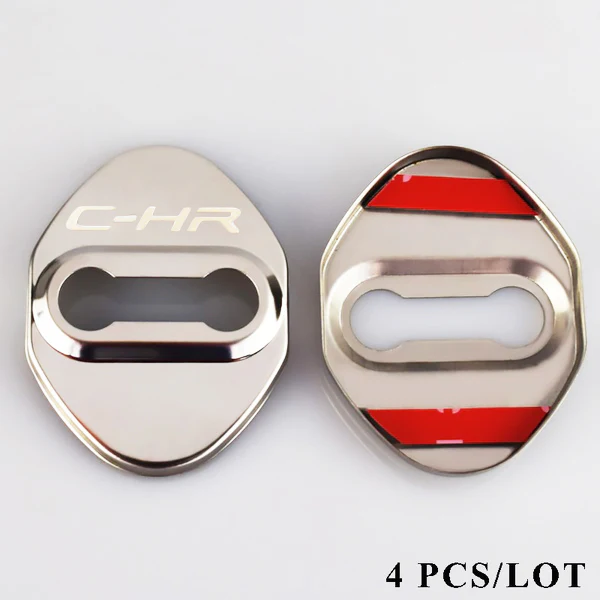 Silver Toyota C-HR 2016-2019 Stainless Steel Door Lock Door Striker Protective Cover Set - 4 pcs - Image 3