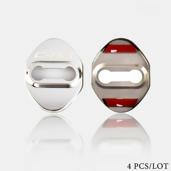 Silver Toyota C-HR 2016-2019 Stainless Steel Door Lock Door Striker Protective Cover Set - 4 pcs - Image 6