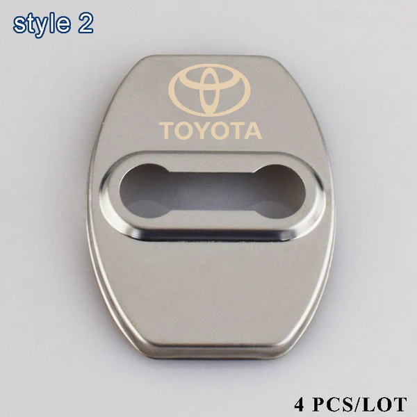 Silver TOYOTA Stainless Steel Door Lock Door Striker Cover Set - 4 pcs - Image 2