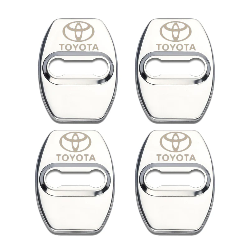 Silver TOYOTA Stainless Steel Door Lock Door Striker Cover Set - 4 pcs - Image 4