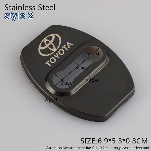 Silver TOYOTA Stainless Steel Door Lock Door Striker Cover Set - 4 pcs - Image 5