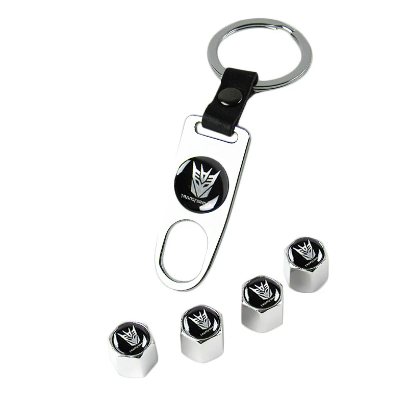Silver Transformer Decepticon Car Wheel Tire Valves Dust Stem Air Caps Keychain Emblem KEY FOB Set - US SELLER - Image 5