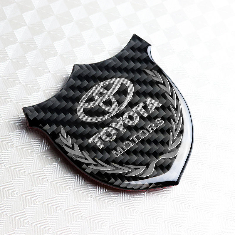 Toyota Silver 3D Carbon Fiber Emblem Sticker x2 - Image 3