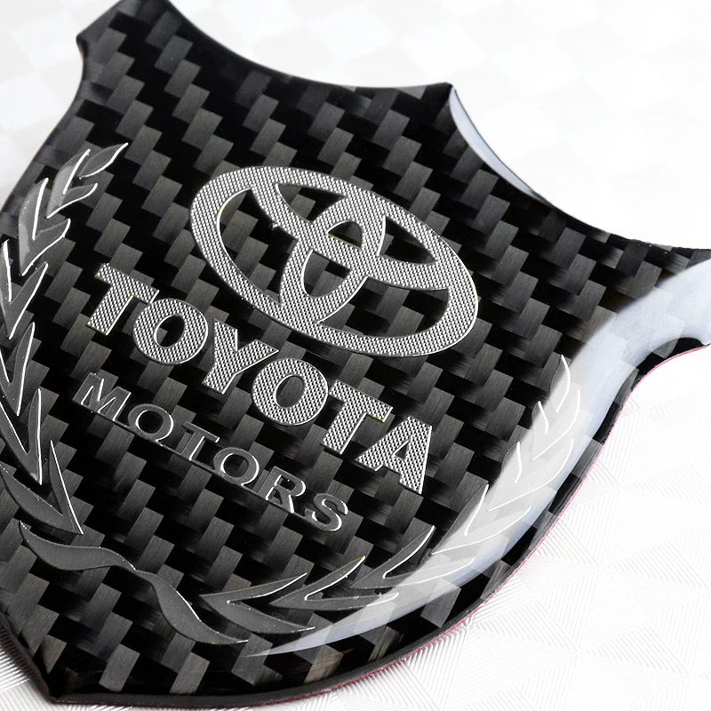 Toyota Silver 3D Carbon Fiber Emblem Sticker x2 - Image 4