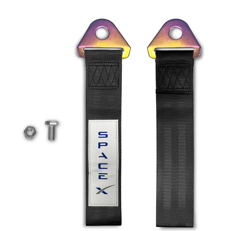 SpaceX RACING Drift Rally Sports NEO CHROME HIGH STRENGTH Tow Strap for Front / Rear Bumper - Image 2