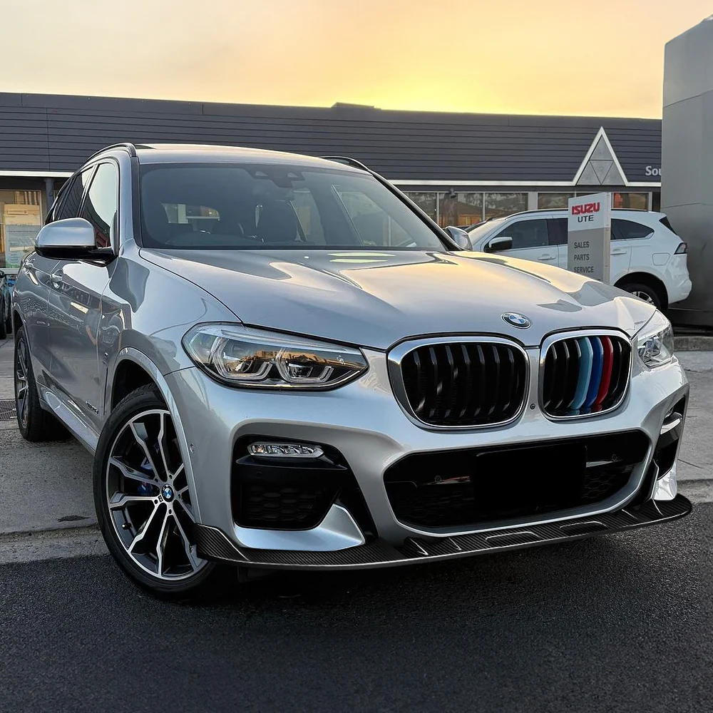 Sport-Style For 2018-2021 BMW X3 X4 G01 G02 M-Sport Front Bumper Body Splitter Spoiler Lip 3PCS -Real Carbon Fiber - Image 6