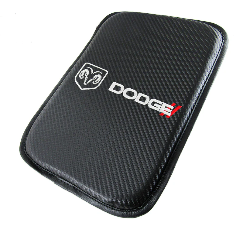 SRT DODGE Embroidered Set Armrest Cushion Center Console Cover Pad Mat with Seat Belt Cover Carbon Fiber Look - Image 10