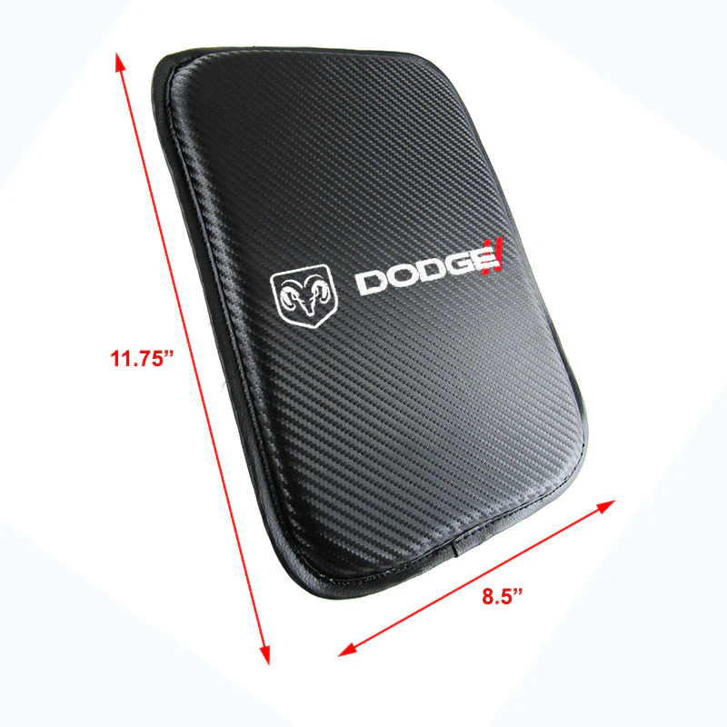 SRT DODGE Embroidered Set Armrest Cushion Center Console Cover Pad Mat with Seat Belt Cover Carbon Fiber Look - Image 4