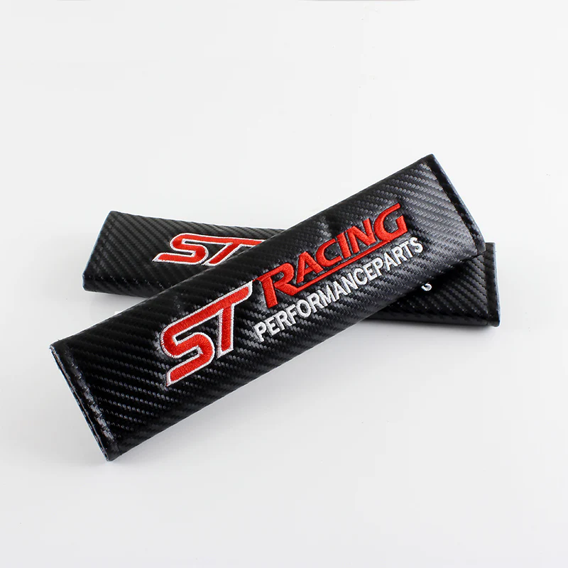 ST Racing Set of Carbon Fiber Look Armrest Cushion & Seat Belt Cover - Image 3