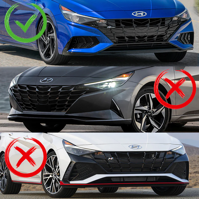 For 2021-2023 Hyundai Elantra N-Line Matte Black Front Bumper Body Splitter Spoiler Lip 3PCS - Image 8