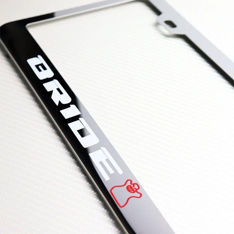 Bride Chrome Stainless Steel License Plate Frame with Caps & Bolts - Image 3