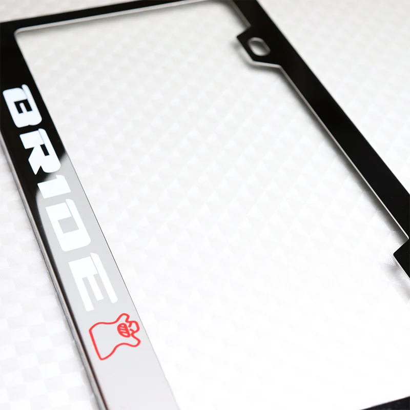 Bride Chrome Stainless Steel License Plate Frame with Caps & Bolts - Image 6