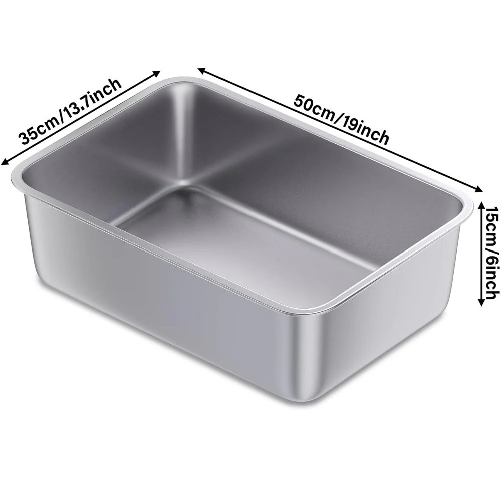 Stainless Steel Litter Box 2 Pack, Deep Stainless Steel Cat Litter Box, XL, 19.7"x13.7"x6" - Image 5