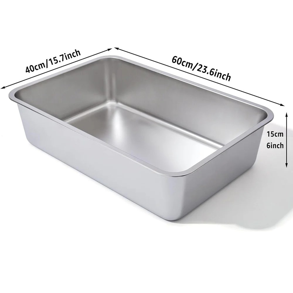 Stainless Steel Litter Box 2 Pack, Deep Stainless Steel Cat Litter Box, XL, 23.6"x15.7"x6" - Image 4