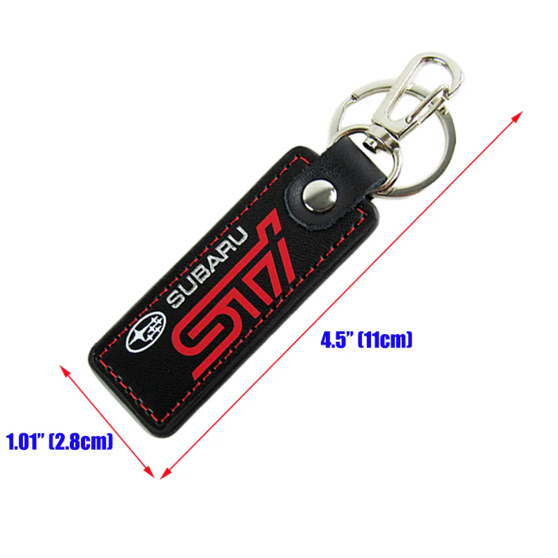 STi Impreza WRX STI BRZ Forester Crosstrek Legacy Outback 1 pc Black Leather Rectangle Key Fob Keyring Keychain Tag Lanyard Holder Clip New - Image 6