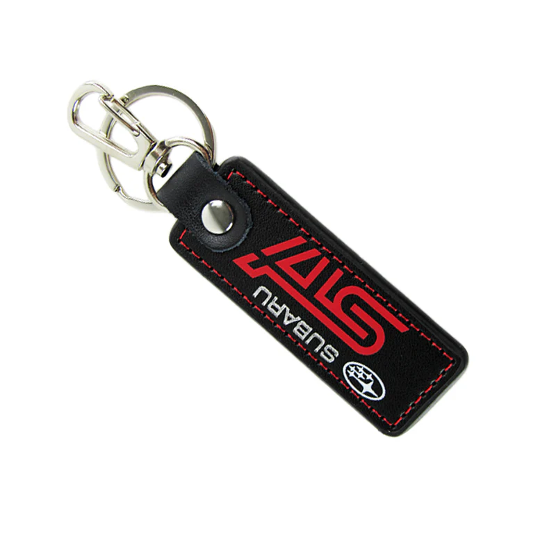 STi Impreza WRX STI BRZ Forester Crosstrek Legacy Outback 1 pc Black Leather Rectangle Key Fob Keyring Keychain Tag Lanyard Holder Clip New - Image 7