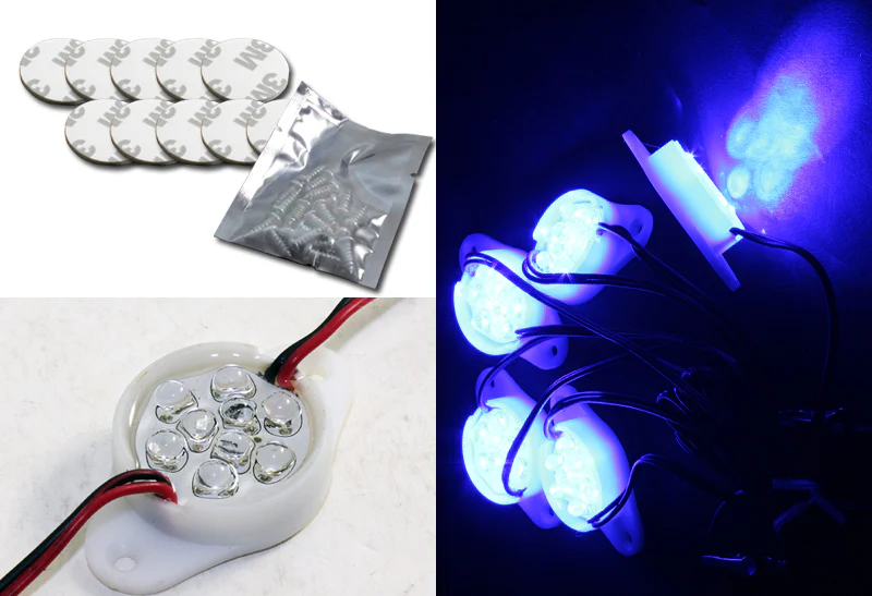 STP Style 90-LED Universal Under Car Underglow & Puddle Lighting Kit – Blue - Image 2