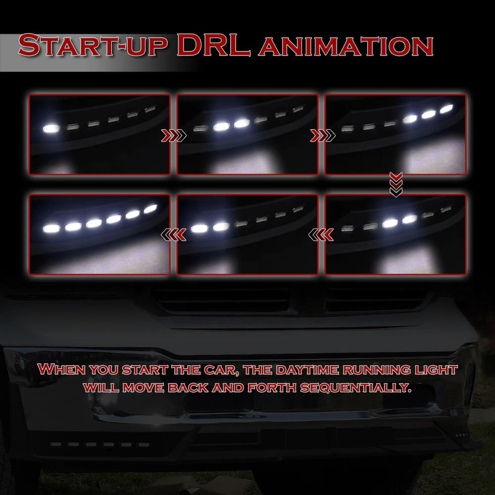 STP Style For 2013-2018 Ram 1500 / 2019-2024 Ram 1500 Classic Front Bumper Lip Spoiler Splitter With LED Sequential Light -Unpainted Black - Image 10