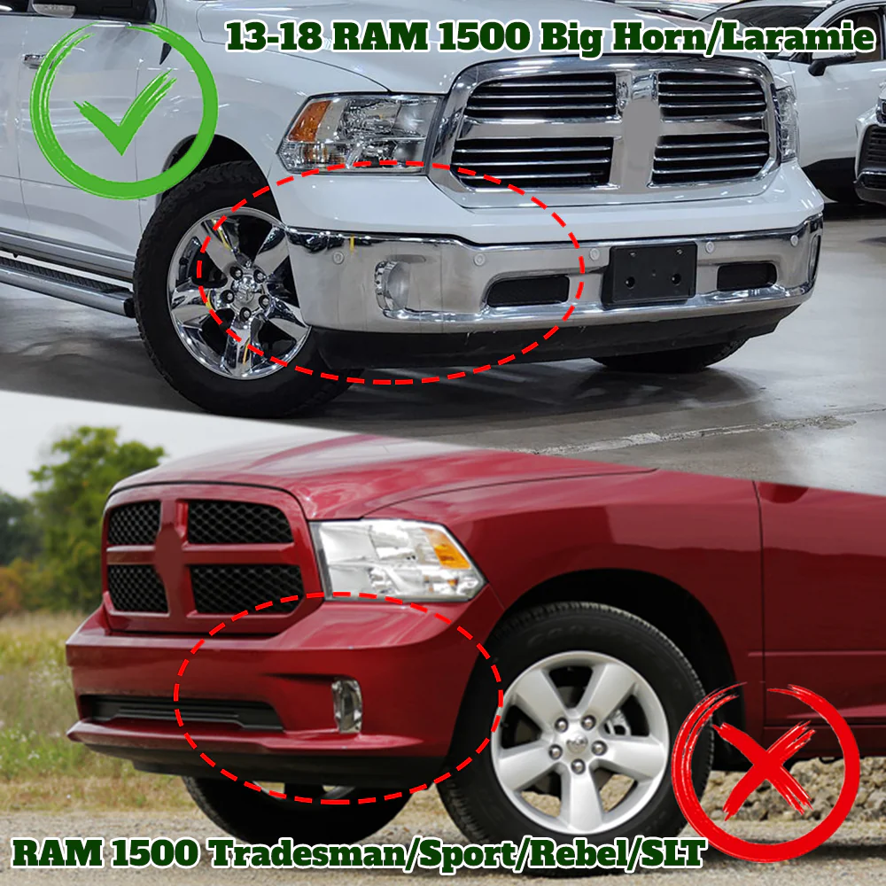 STP Style For 2013-2018 Ram 1500 / 2019-2024 Ram 1500 Classic Front Bumper Lip Spoiler Splitter With LED Sequential Light -Unpainted Black - Image 14
