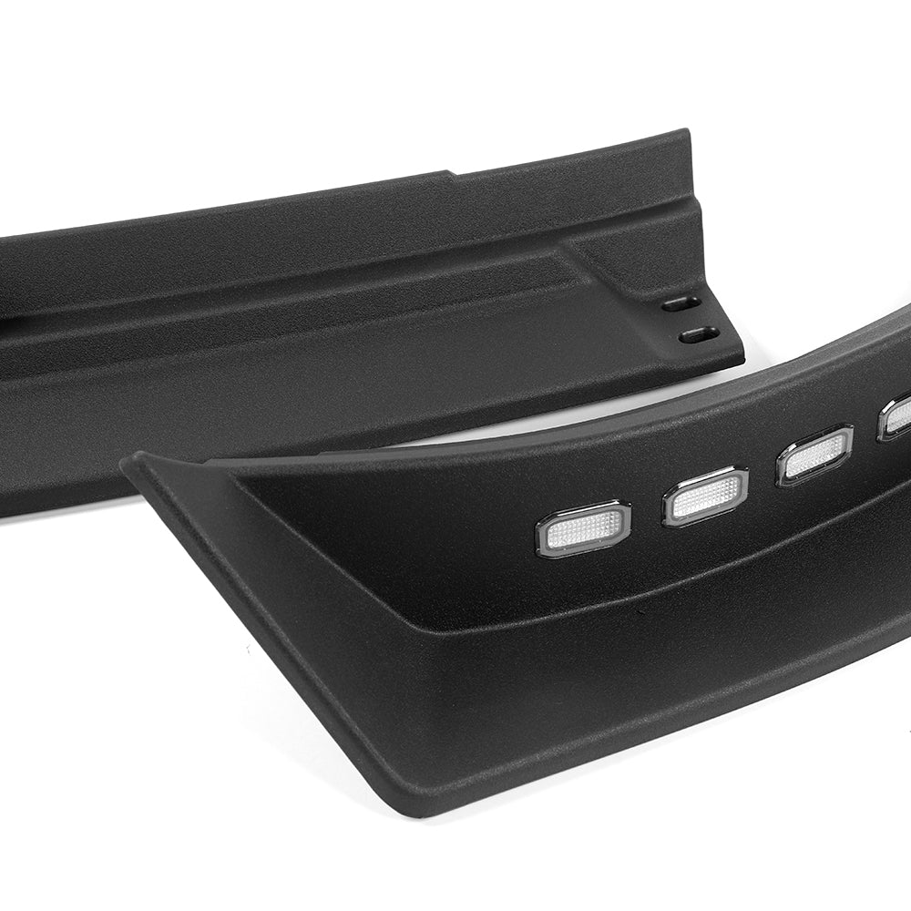 STP Style For 2013-2018 Ram 1500 / 2019-2024 Ram 1500 Classic Front Bumper Lip Spoiler Splitter With LED Sequential Light -Unpainted Black - Image 2