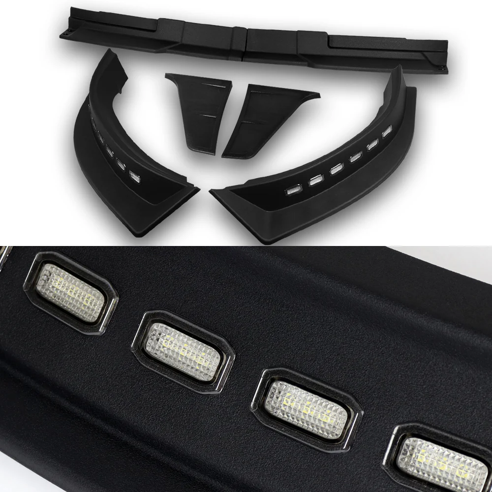 STP Style For 2013-2018 Ram 1500 / 2019-2024 Ram 1500 Classic Front Bumper Lip Spoiler Splitter With LED Sequential Light -Unpainted Black - Image 5