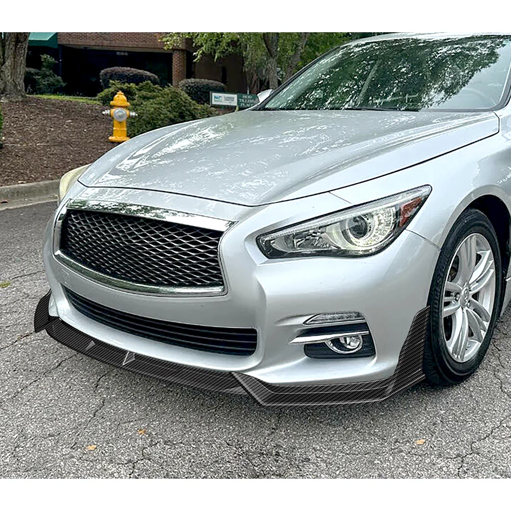 STP-Style For 2014-2017 Infiniti Q50 Luxe / Base Front Bumper Lip -Carbon Fiber Look - Image 6