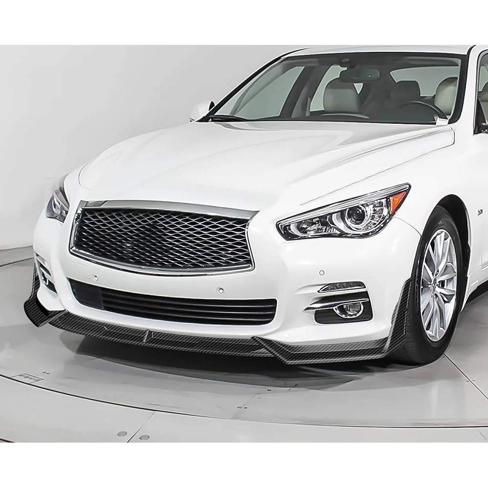 STP-Style For 2014-2017 Infiniti Q50 Luxe / Base Front Bumper Lip -Carbon Fiber Look - Image 7