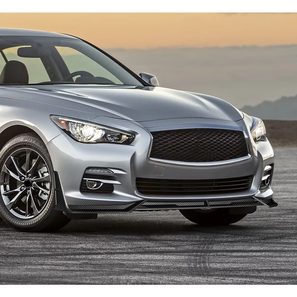 STP-Style For 2014-2017 Infiniti Q50 Luxe / Base Front Bumper Lip -Carbon Fiber Look - Image 8