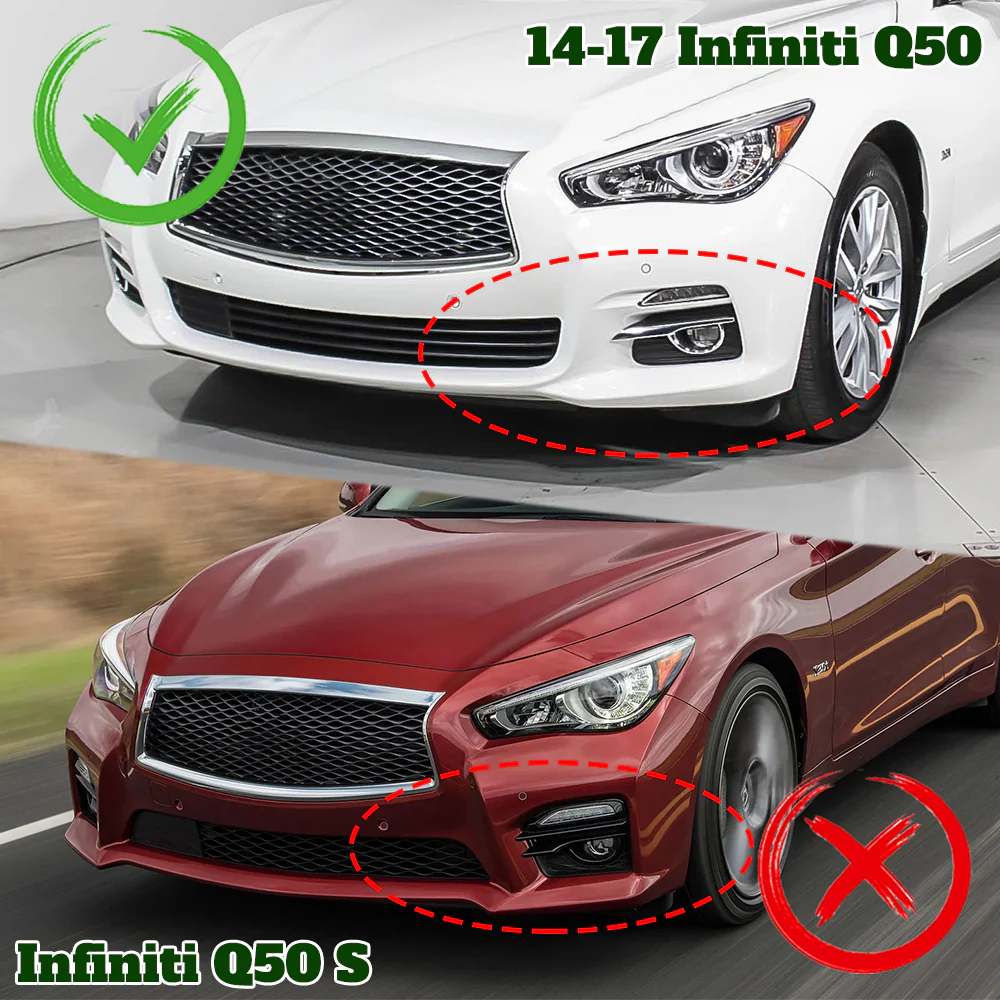 STP-Style For 2014-2017 Infiniti Q50 Luxe / Base Front Bumper Lip -Painted Black - Image 6